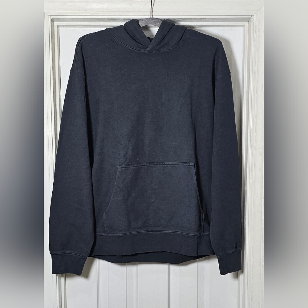 Flint And Tinder Midweight Terry Pullover Hoodie Sweatshirt Large Washed Black